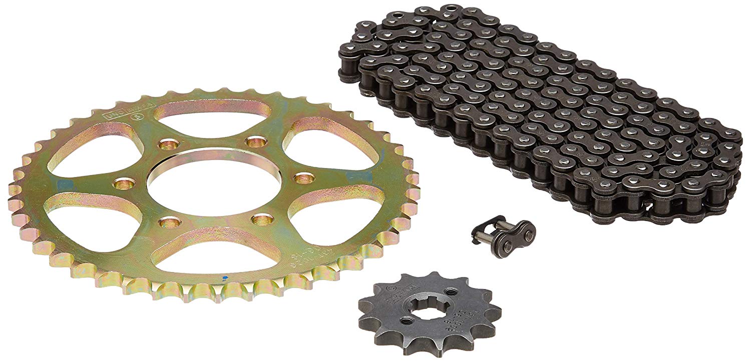 Uno Minda CH-1026 Quadra Rivet Chain & Alloy Steel Hardened Sprockets Chain & Sprocket Kit - R428 SIZE-116L / 13T / 43T(6H) For Bajaj Caliber 115 